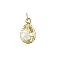 14KY 7X5mm Pear Shape Bezel Set Charm November Birthstone Lemon Quartz