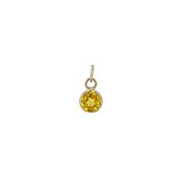 14KY 2.5mm Round Bezel Set Charm September Birthstone Yellow Sapphire