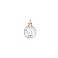 14KR 5mm Round Bezel Set Charm November BirthstoneWhite Topaz