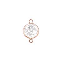 14KR 6mm Round Bezel Set Connector White Topaz