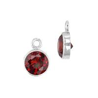 SS 4mm Garnet Bezel Set Cubic Zirconia Charm