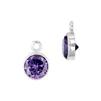 SS 4mm Amethyst Bezel Set Cubic Zirconia Charm