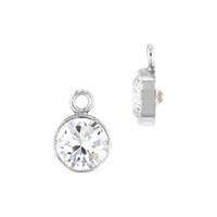 SS 4mm White Bezel Set Cubic Zirconia Charm