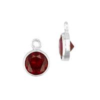SS 4mm Red Bezel Set Cubic Zirconia Charm