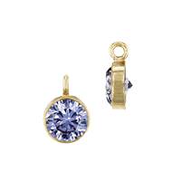 GF 5mm Light Amethyst Bezel Set Cubic Zirconia Charm With Perpendicular Ring