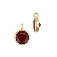 GF 5mm Red Bezel Set Cubic Zirconia Charm With Perpendicular Ring