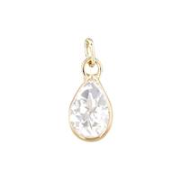 14KY 7X5mm Pear Shape Bezel Set Charm February Birthstone White Topaz