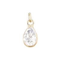 14KY 7X5mm Pear Shape Bezel Set Charm February Birthstone White Topaz