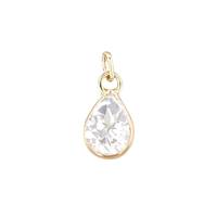 14KY 6X4mm Pear Shape Bezel Set Charm February Birthstone White Topaz