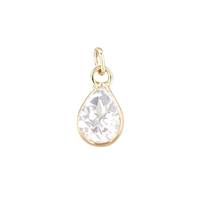 14KY 6X4mm Pear Shape Bezel Set Charm February Birthstone White Topaz