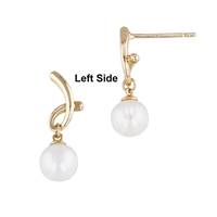 14KY 8.5mm Swirl Stud Earring With 5mm Fresh Water Pearl (Left Side)
