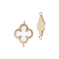 14KY 11.5mm Mother Of Pearl Clover Connector