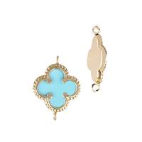 14KY 11.5mm Turquoise Clover Connector