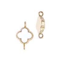 14KY 6.5mm White Enamel Clover Connector