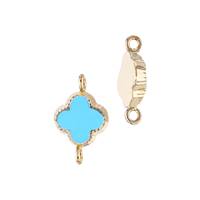 14KY 6.5mm Turquoise Enamel Clover Connector