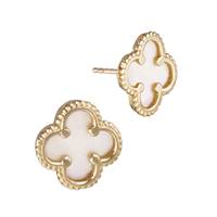 14KY 11.7mm Mother Of Pearl Clover Stud Earring