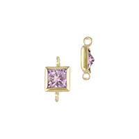 GF 3mm Pink Cubic Zirconia Square Bezel Set Connector With Perpendicular Ring