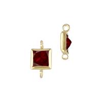 GF 4mm Red Cubic Zirconia Square Bezel Set Connector With Perpendicular Ring