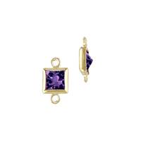 GF 3mm Amethyst Cubic Zirconia Square Bezel Set Connector With Flat Ring