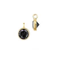 GF 3mm Black Bezel Set Cubic Zirconia Charm With Perpendicular Ring