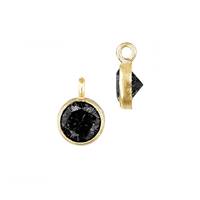 GF 4mm Black Bezel Set Cubic Zirconia Charm With Perpendicular Ring