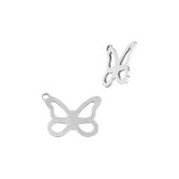 SS 11.3X8.7MM Butterfly Outline Charm With Offset Ring