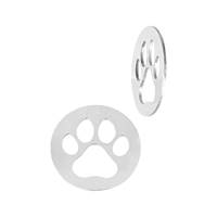 SS 11.6X11.6MM Dog Paw Coin Charm