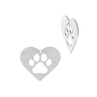 SS 14.2X12.7MM Dog Paw Heart Charm