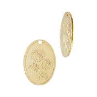 Gold Filled 24 Gauge Rose Flower June Birth Month Oval Charm