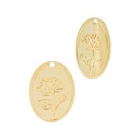 Gold Filled 24 Gauge Water Lily July Birth Month Oval Flower Charm