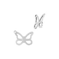 Sterling Silver Butterfly Outline Charm With Offset Ring