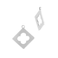 Sterling Silver Clover Square Charm
