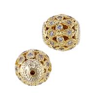 Vermeil Cubic Zirconia Filigree Round Bead