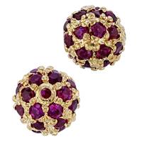 Vermeil Red Cubic Zirconia Ball Bead