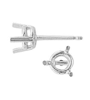 Platinum 3mm 12pts 3 Prong Wire Basket Earring