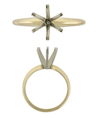14KY 33PTS 4.4MM RING SIZE SIX 6 PRONGS ROUND SOLITAIRE RING WITH HEAVY 14KW HEA