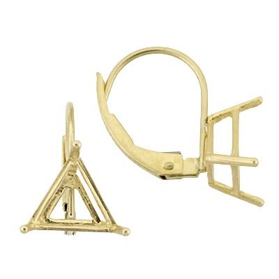 14KY 6mm Triangle 3 Prong Leverback Earring