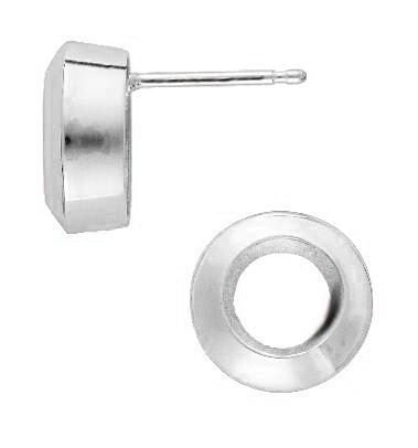 14KW 2mm 5pts Pre-Seated Round Bezel Earring