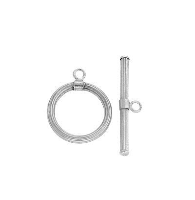 Sterling Silver 15X2mm Corrugated Toggle Clasp