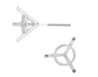 Platinum 3mm 10pts 3 Prong Martini Screw Post Earring