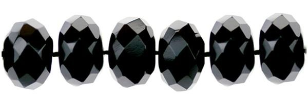 6MM ROUNDEL FACETED BLACK AGATE BEAD