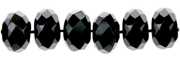 4MM ROUNDEL FACETED BLACK AGATE BEAD