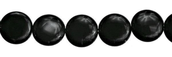 10MM COIN BLACK AGATE BEAD