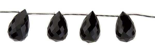 18X25MM DROP FACETED TOP DRILL BLACK AGATE BEAD