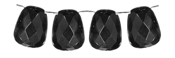 30X40MM LADDER FACETED TOP DRILL BLACK AGATE BEAD
