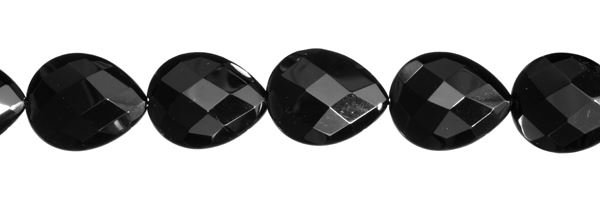 13X18MM PEAR FACETED DRILL THROUGH BLACK AGATE BEAD