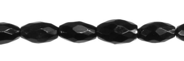 4X6MM RICE FACETED BLACK AGATE BEAD