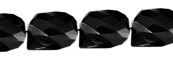 22X30MM WAVE LADDER FACETED DRILL THROUGH BLACK AGATE BEAD