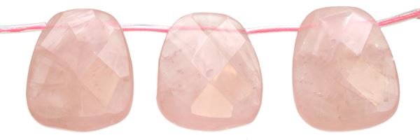 22X30MM LADDER FACETED TOP DRILL ROSE QUARTZ BEAD