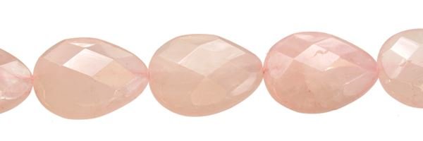 25X30MM PEAR FACETED DRILL THROUGH ROSE QUARTZ BEAD